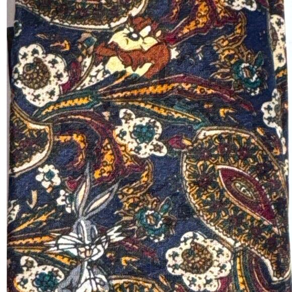 Vintage LOONEY TUNES Paisley 1993 Necktie Bugs Bunny Daffy Duck Sylvester 50" - Picture 3 of 6